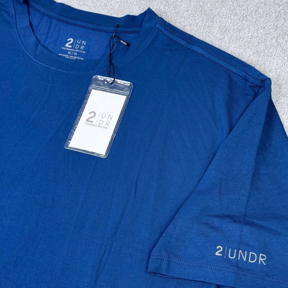 NEW 2Undr Mens Size XL Performance First‎ Layer Navy T-Shirt Quick Dry Luxury